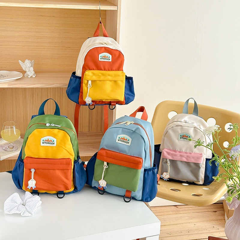 Canvas Backpack Casual - New Color Blocked Children's Backpack Cute