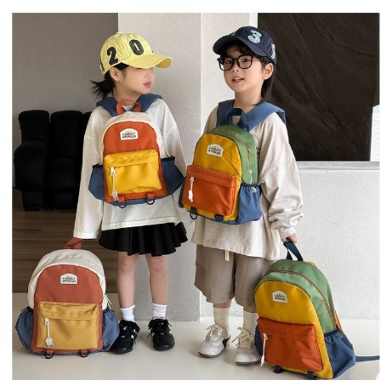 New Color Blocked Children's B - Canvas Backpack Casual 评论和价格